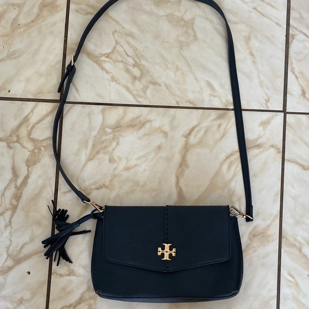Tory Burch black Crossbody Bag with Gold Logo